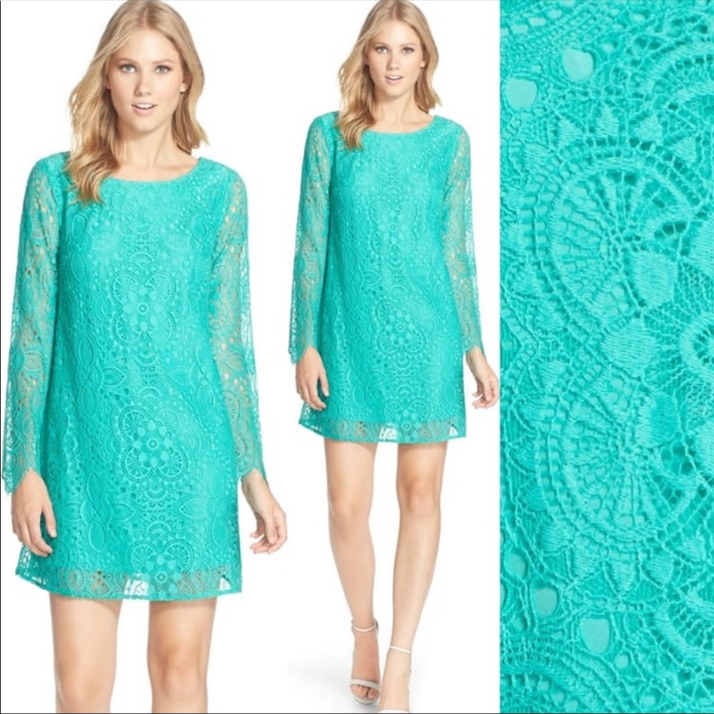 Lilly Pulitzer Lace long sleeve green/aqua dress